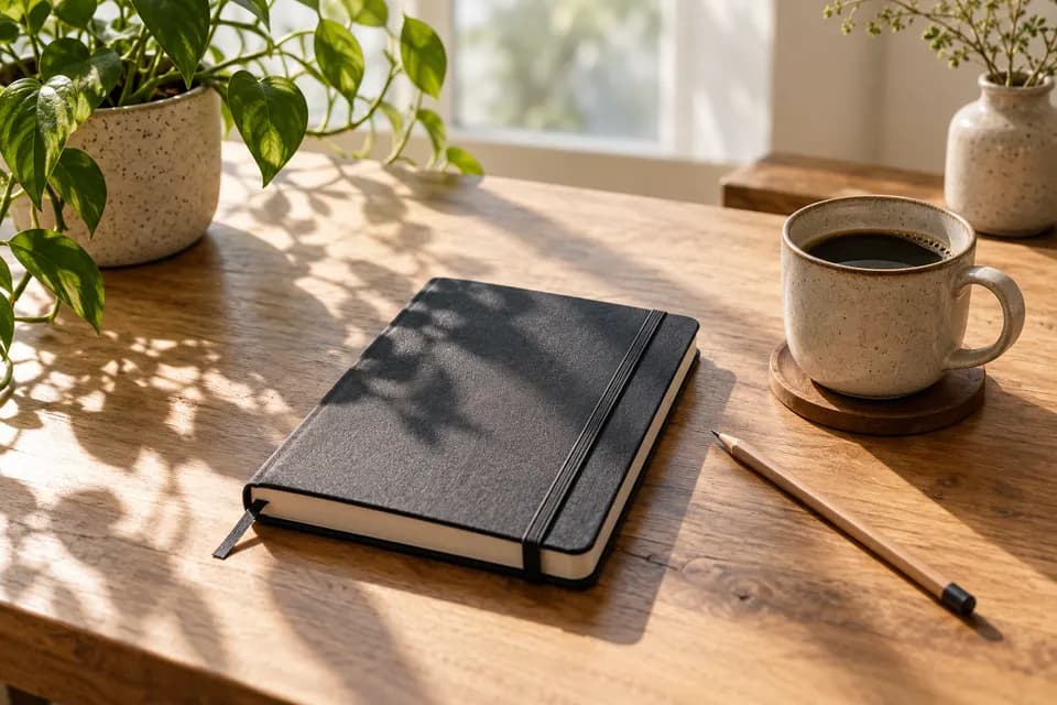 Sunlit studio desk